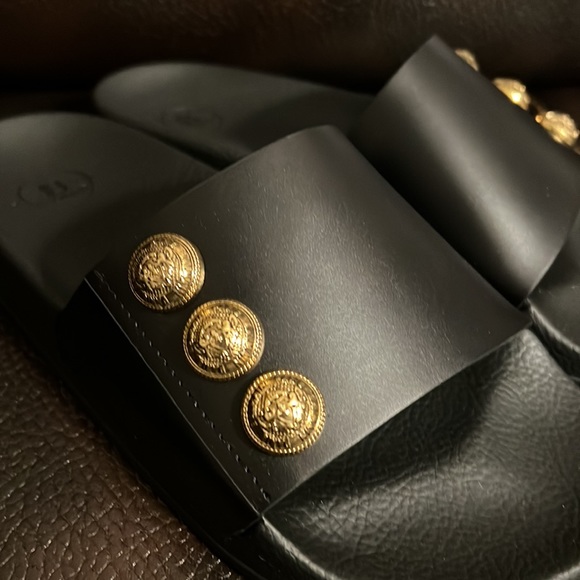 Balmain women’s symi leather button logo monogram sandals slides NEW - Picture 8 of 12